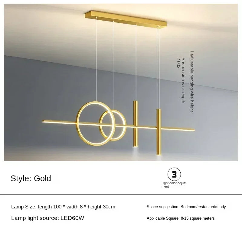 LED Modern Ceiling Chandeliers for Dining Room Table Pendant Lighting Lustre Lamps for Living Bar Minimalist Strip Lighting