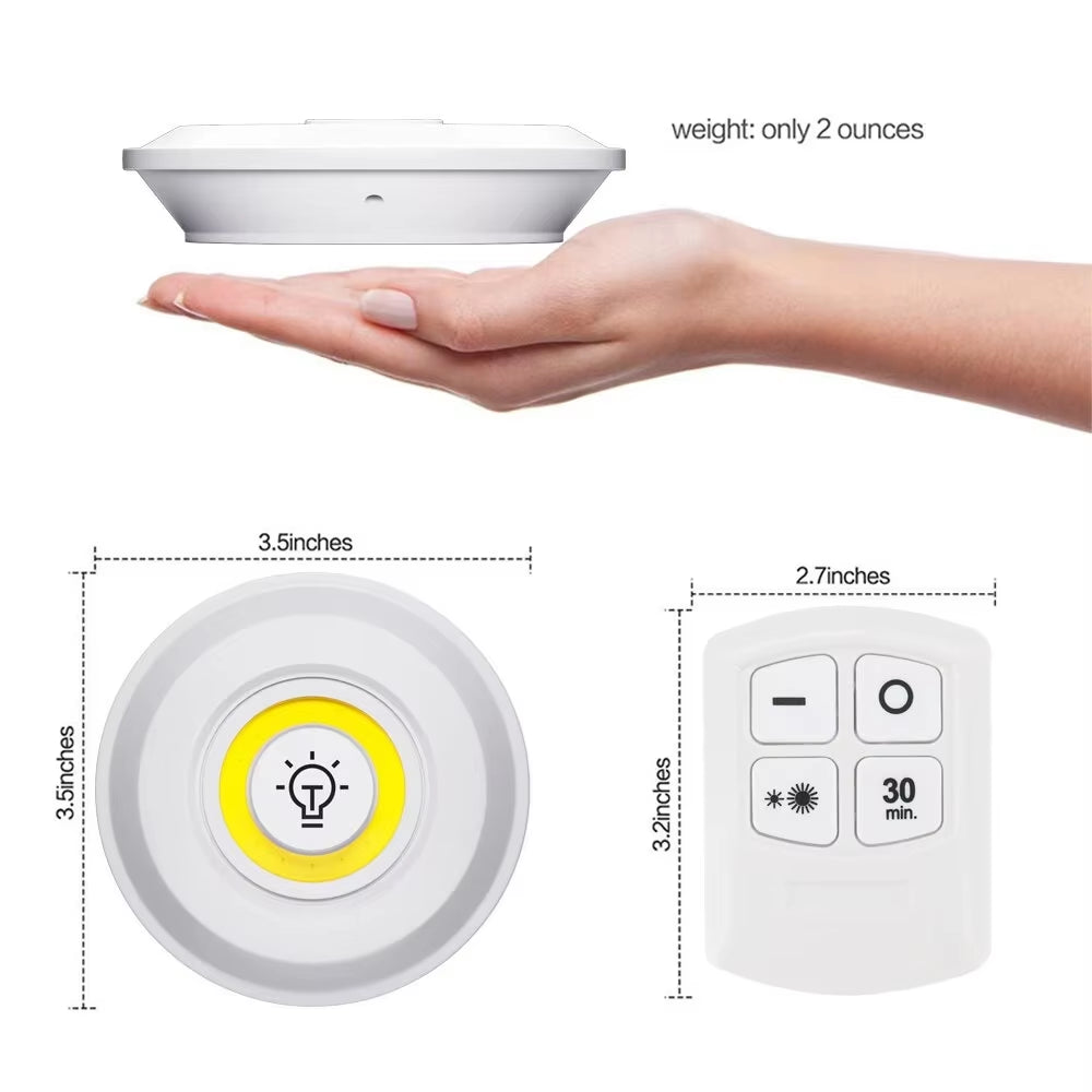 3W Dimmable COB under Cabinet Light LED Night Light Closet Light Push Button Stair Light Kitchen Bathroom Light Remote Switch