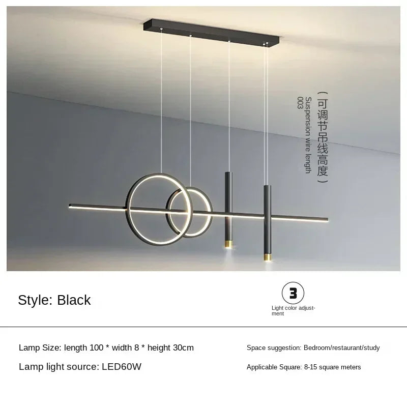 LED Modern Ceiling Chandeliers for Dining Room Table Pendant Lighting Lustre Lamps for Living Bar Minimalist Strip Lighting