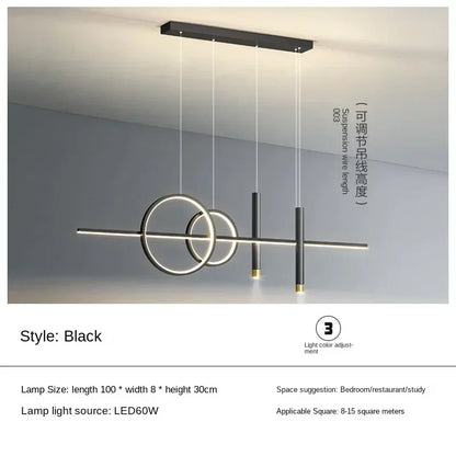LED Modern Ceiling Chandeliers for Dining Room Table Pendant Lighting Lustre Lamps for Living Bar Minimalist Strip Lighting