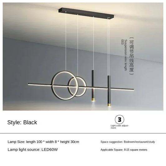 LED Modern Ceiling Chandeliers for Dining Room Table Pendant Lighting Lustre Lamps for Living Bar Minimalist Strip Lighting