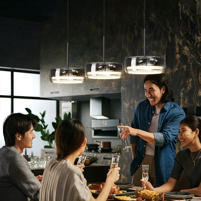 LED Modern Pendant Light, Adjustable Lighting Simple Dining Table Light, Glass Restaurant Light, Home Decoration Indoor Lighting