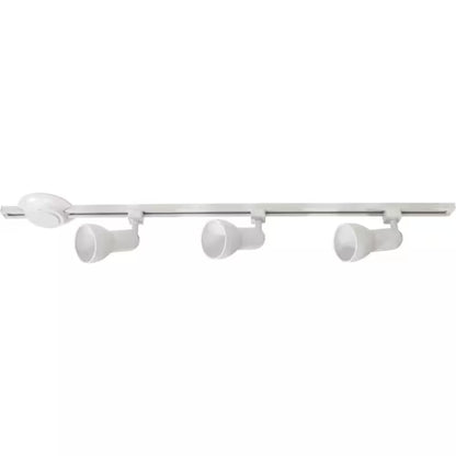 4 Ft. White Hard Wired Linear Track Lighting Kit with R20/PAR20 Medium Step Head Track Lighting Heads