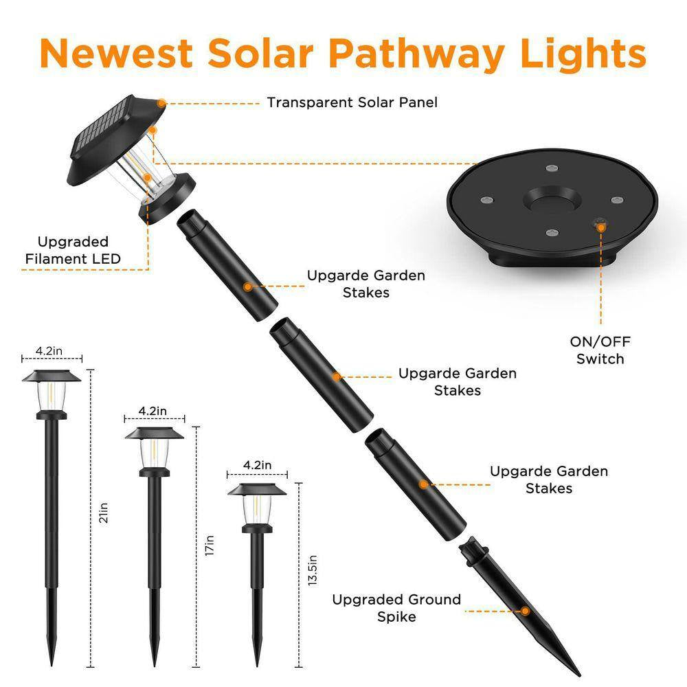 10 Pack Solar Powered Garden Lights Waterproof, Decor Landscape Lighting with Three Lighting Modes