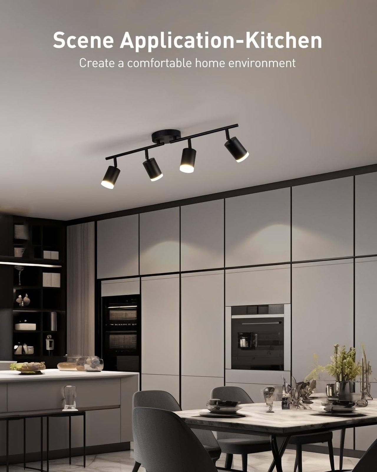Bojim Flexible Led Track Lighting, 4-Light Black Track Lighting Fixtures Ceil...