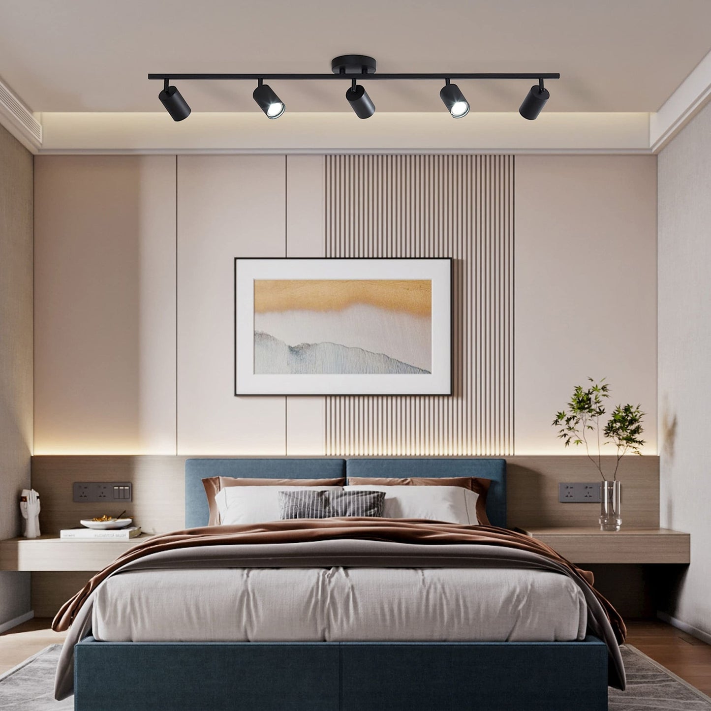 KCO Lighting 5 Light LED Track Lighting Adjustable 5 Way Ceiling Mount Spotli...