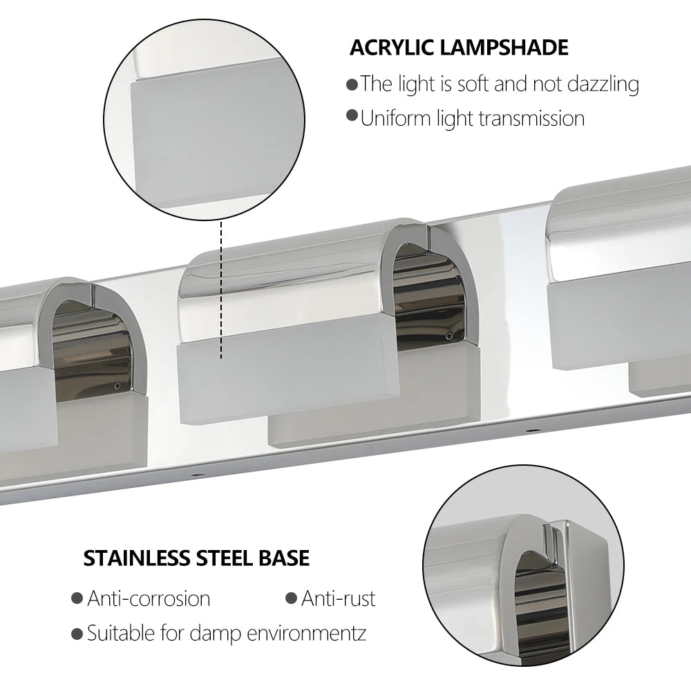 Bathroom Vanity Lighting 3-Light LED Vanity Lights over Mirror Bath Wall Lighting