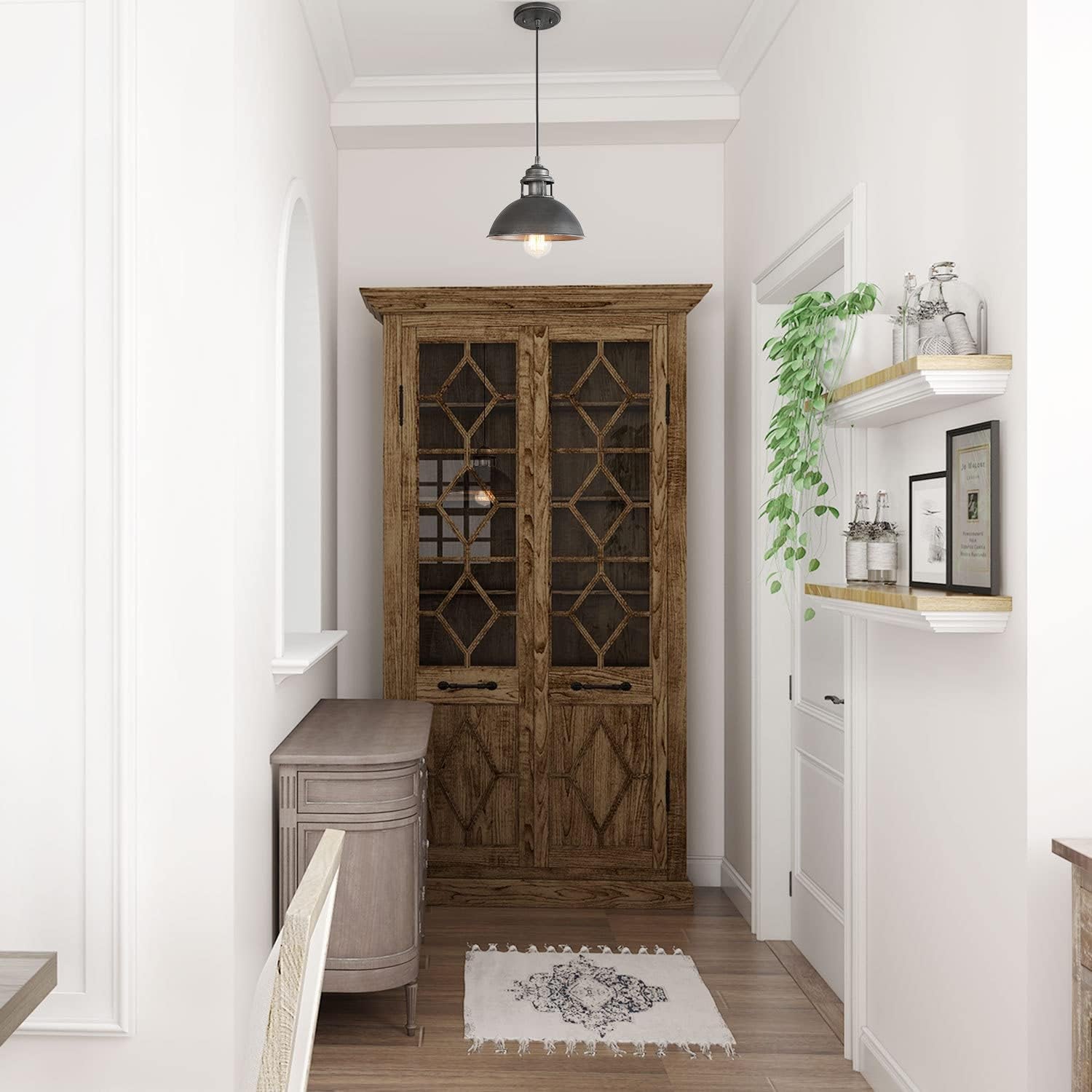 Industrial Pendant Lighting, Black Silver Brushed Light Fixtures for Kitchen Island, Bedroom, Dining & Living Room