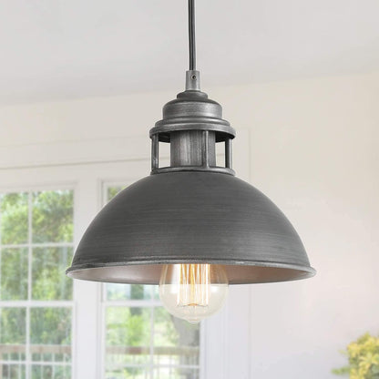 Industrial Pendant Lighting, Black Silver Brushed Light Fixtures for Kitchen Island, Bedroom, Dining & Living Room