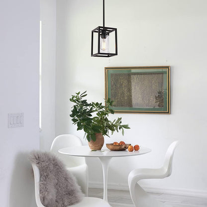 1-Light Black Pendant Lights Industrial Farmhouse Chandeliers Mini Island Light Fixtures Ceiling Hanging with Clear Glass Shade for Dining Room Entryway Hallway Restaurants