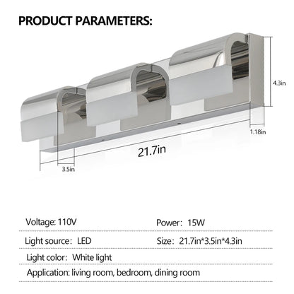 Bathroom Vanity Lighting 3-Light LED Vanity Lights over Mirror Bath Wall Lighting