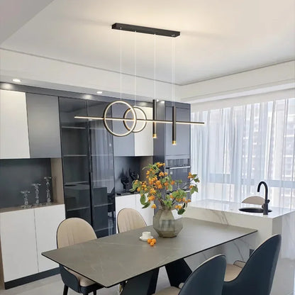 LED Modern Ceiling Chandeliers for Dining Room Table Pendant Lighting Lustre Lamps for Living Bar Minimalist Strip Lighting