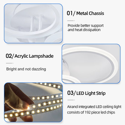 Modern LED Chandelier Home Lighting Ring Ceiling Mount Chandelier Living Room Bedroom Lighting Lustre Ceiling Pendant Lamp