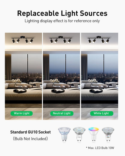 Bojim Flexible Led Track Lighting, 4-Light Black Track Lighting Fixtures Ceil...