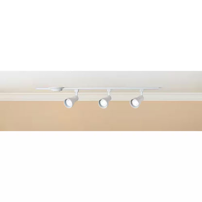 4 Ft. White Hard Wired Linear Track Lighting Kit with R20/PAR20 Medium Step Head Track Lighting Heads