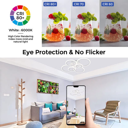 Modern LED Chandelier Home Lighting Ring Ceiling Mount Chandelier Living Room Bedroom Lighting Lustre Ceiling Pendant Lamp