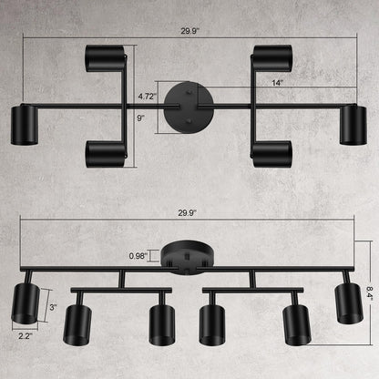 Black Track Lighting Kitchen, 6 Light Track Lighting Fixtures Ceiling Kit, 6 ...