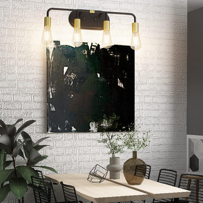 Bathroom Vanity Lighting Fixtures 4 Lights Industrial Wall Sconce Lighting Black and Gold Bathroom Lighting over Mirror (Exclude Bulb)
