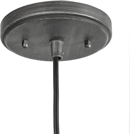 Industrial Pendant Lighting, Black Silver Brushed Light Fixtures for Kitchen Island, Bedroom, Dining & Living Room