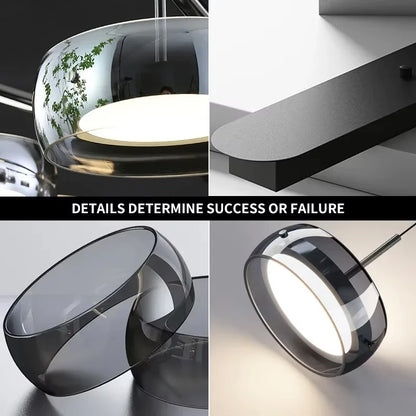 LED Modern Pendant Light, Adjustable Lighting Simple Dining Table Light, Glass Restaurant Light, Home Decoration Indoor Lighting