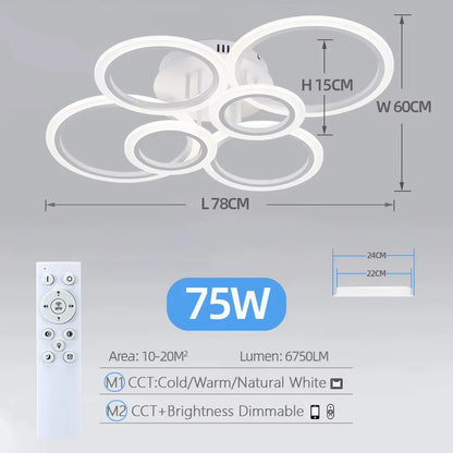 Modern LED Chandelier Home Lighting Ring Ceiling Mount Chandelier Living Room Bedroom Lighting Lustre Ceiling Pendant Lamp