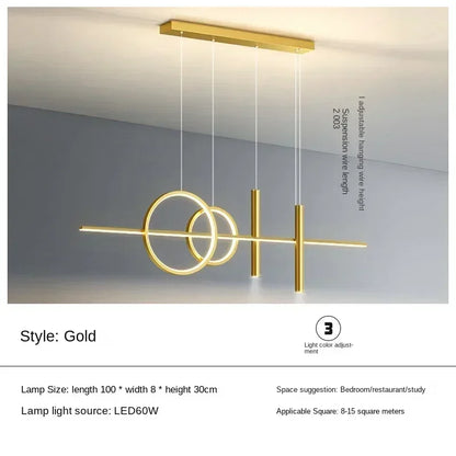 LED Modern Ceiling Chandeliers for Dining Room Table Pendant Lighting Lustre Lamps for Living Bar Minimalist Strip Lighting