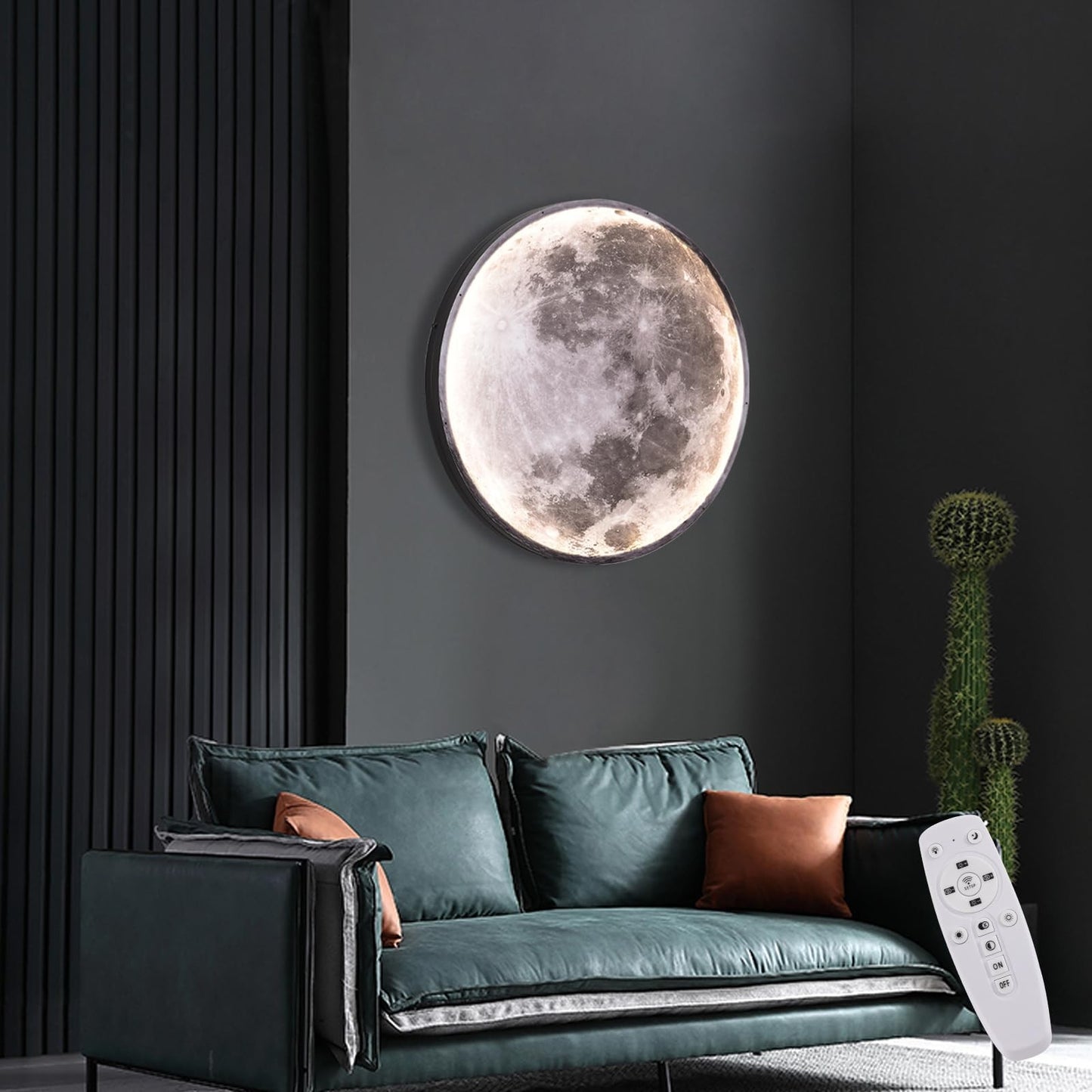 3D Moon LED Wall Lamp Modern Art Deco Lighting, Remote Control Lighting with 16