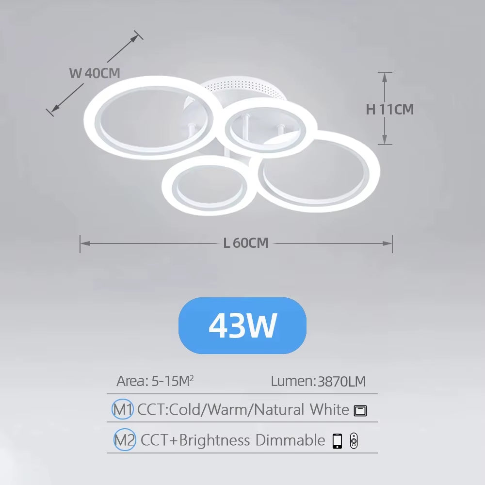 Modern LED Chandelier Home Lighting Ring Ceiling Mount Chandelier Living Room Bedroom Lighting Lustre Ceiling Pendant Lamp