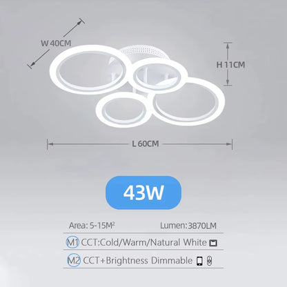 Modern LED Chandelier Home Lighting Ring Ceiling Mount Chandelier Living Room Bedroom Lighting Lustre Ceiling Pendant Lamp