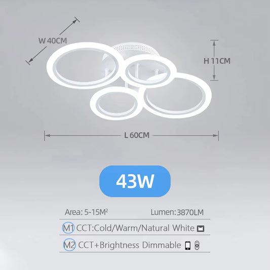 Modern LED Chandelier Home Lighting Ring Ceiling Mount Chandelier Living Room Bedroom Lighting Lustre Ceiling Pendant Lamp