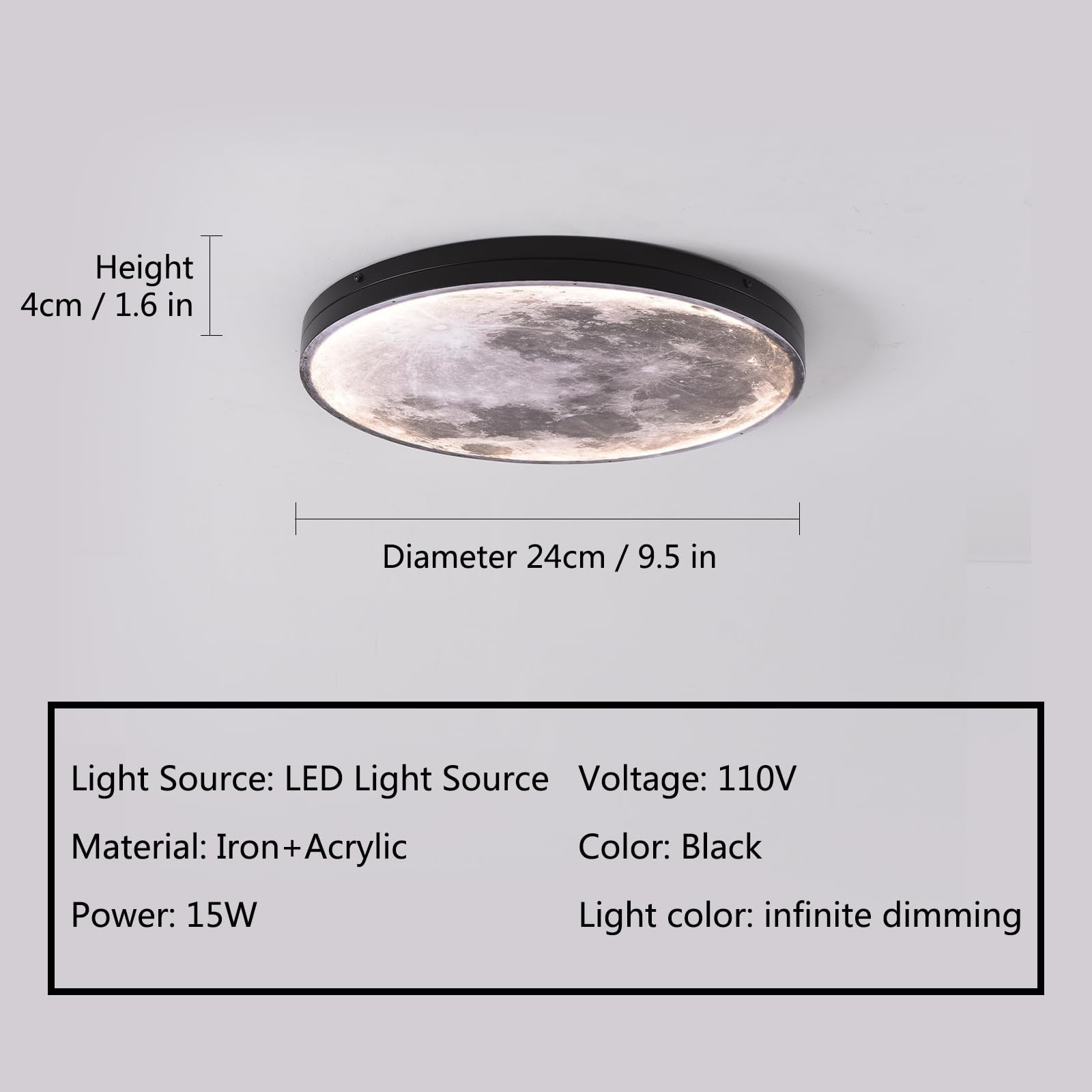 3D Moon LED Wall Lamp Modern Art Deco Lighting, Remote Control Lighting with 16