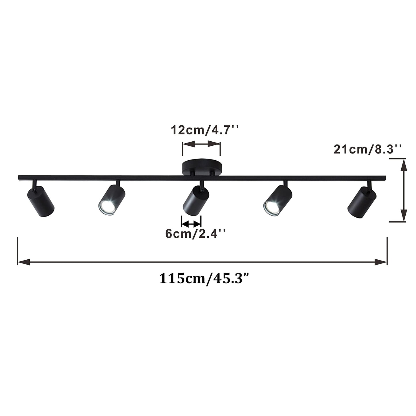 KCO Lighting 5 Light LED Track Lighting Adjustable 5 Way Ceiling Mount Spotli...