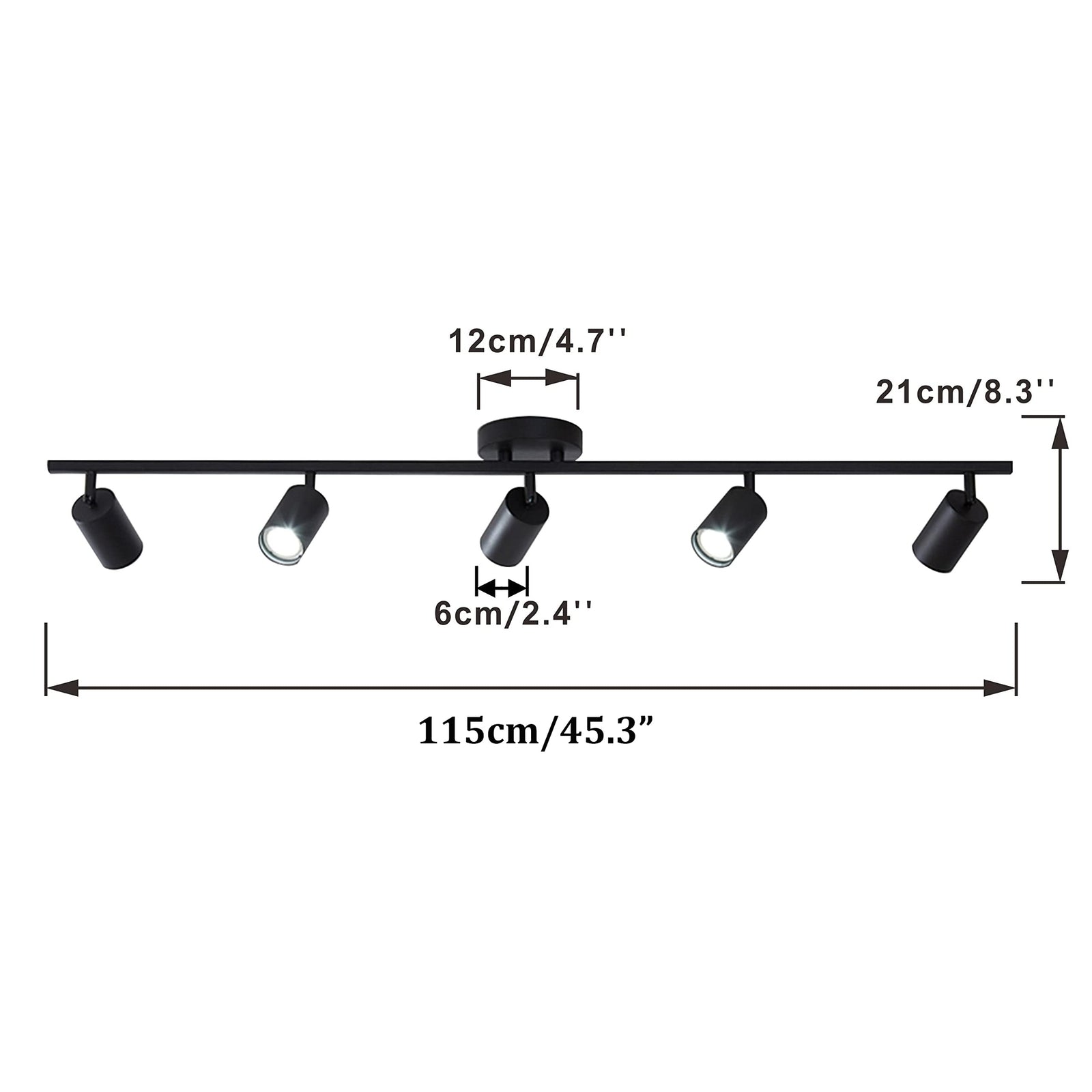 KCO Lighting 5 Light LED Track Lighting Adjustable 5 Way Ceiling Mount Spotli...