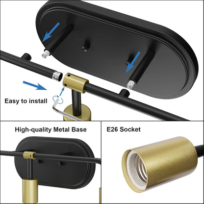 Bathroom Vanity Lighting Fixtures 4 Lights Industrial Wall Sconce Lighting Black and Gold Bathroom Lighting over Mirror (Exclude Bulb)