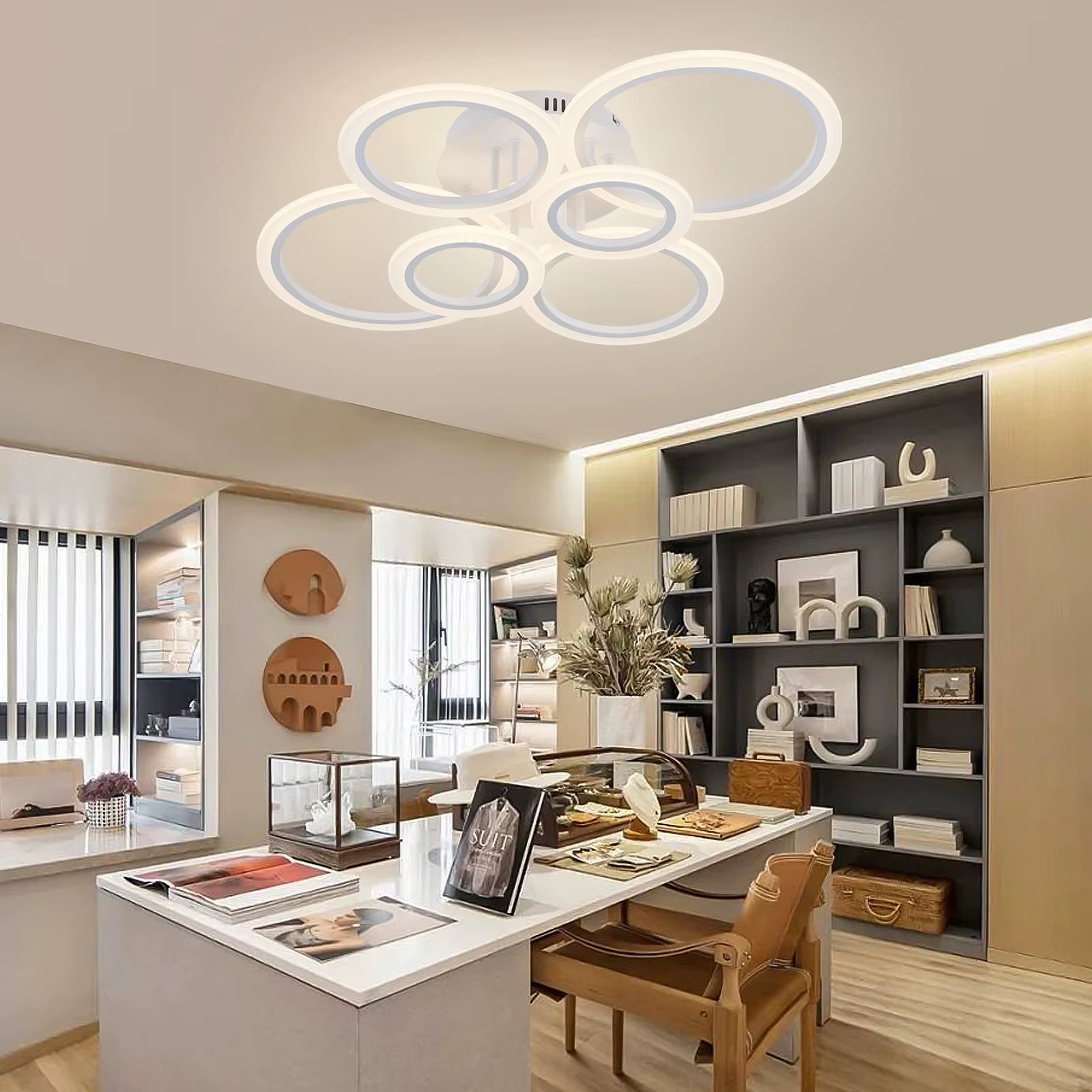 Modern LED Chandelier Home Lighting Ring Ceiling Mount Chandelier Living Room Bedroom Lighting Lustre Ceiling Pendant Lamp