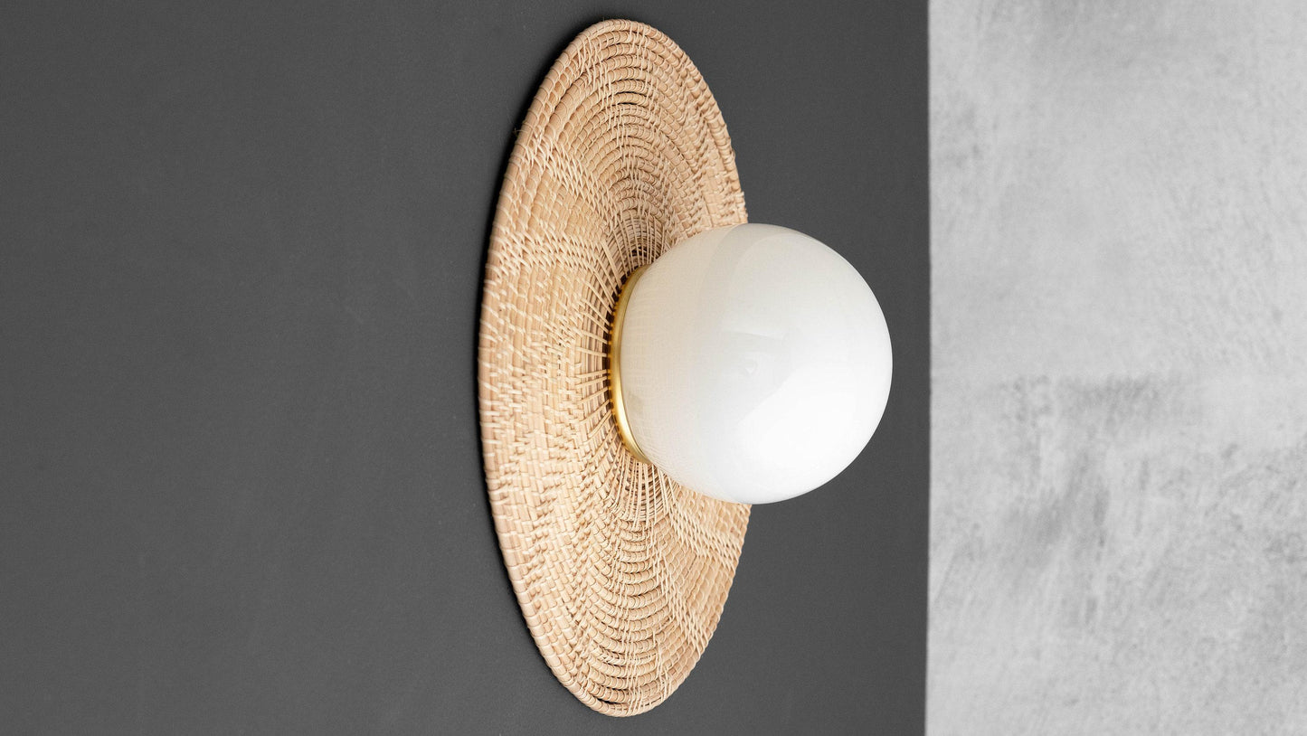 Sconce - Bohemian Lighting - Bamboo Lighting - Woven Rattan - Wall Decor - Model No. 3881