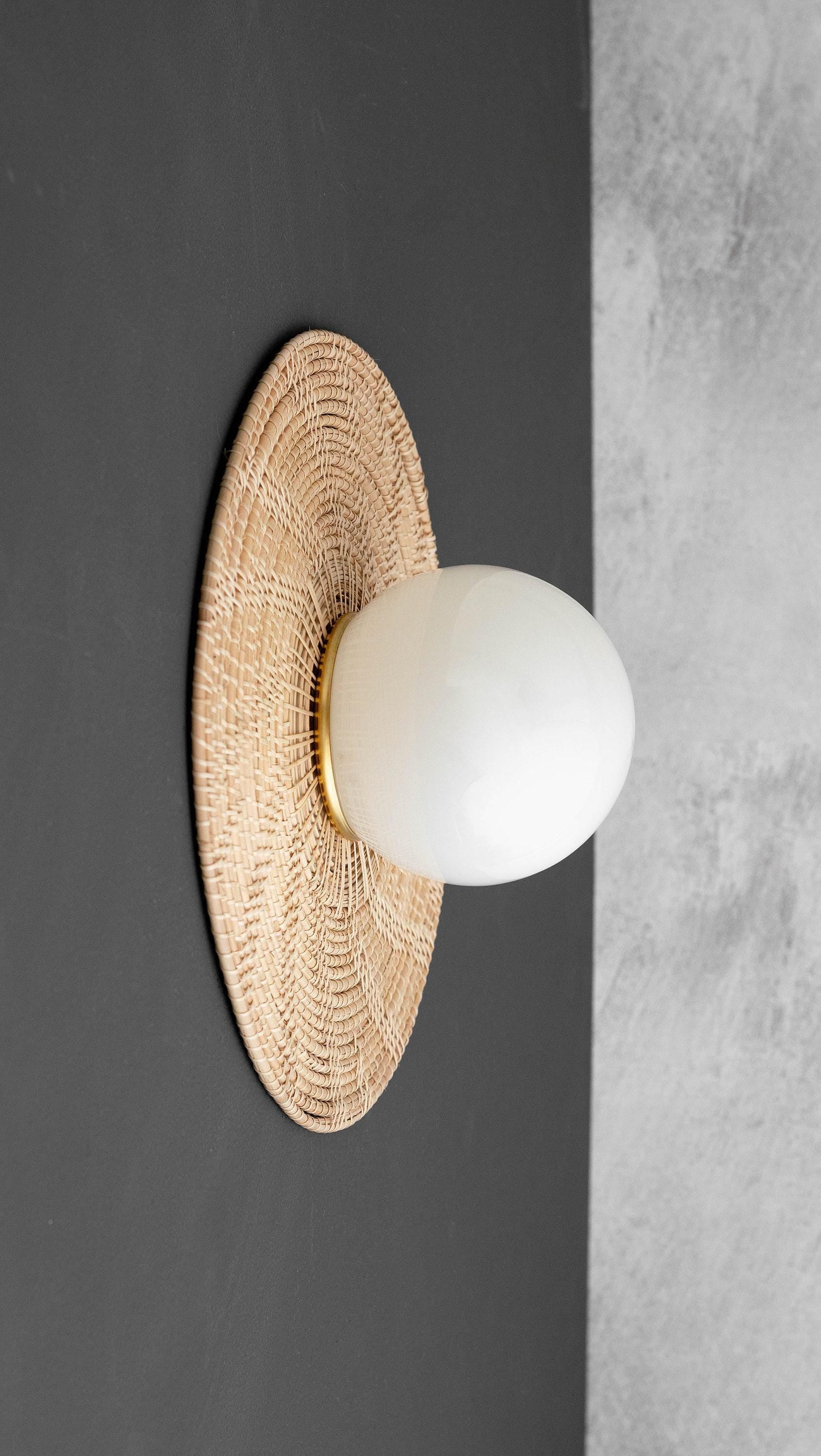 Sconce - Bohemian Lighting - Bamboo Lighting - Woven Rattan - Wall Decor - Model No. 3881