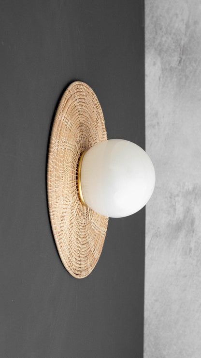 Sconce - Bohemian Lighting - Bamboo Lighting - Woven Rattan - Wall Decor - Model No. 3881