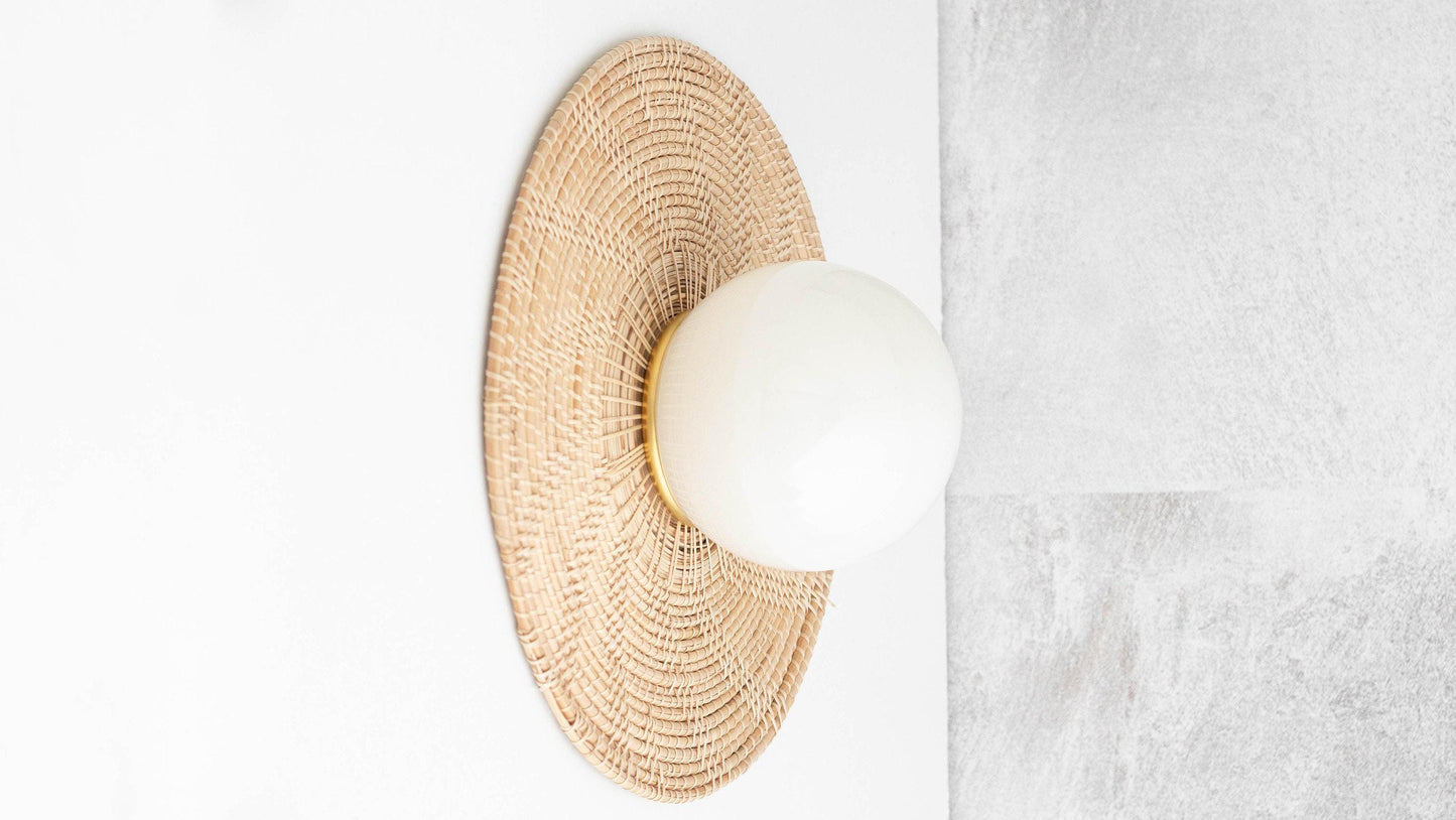 Sconce - Bohemian Lighting - Bamboo Lighting - Woven Rattan - Wall Decor - Model No. 3881